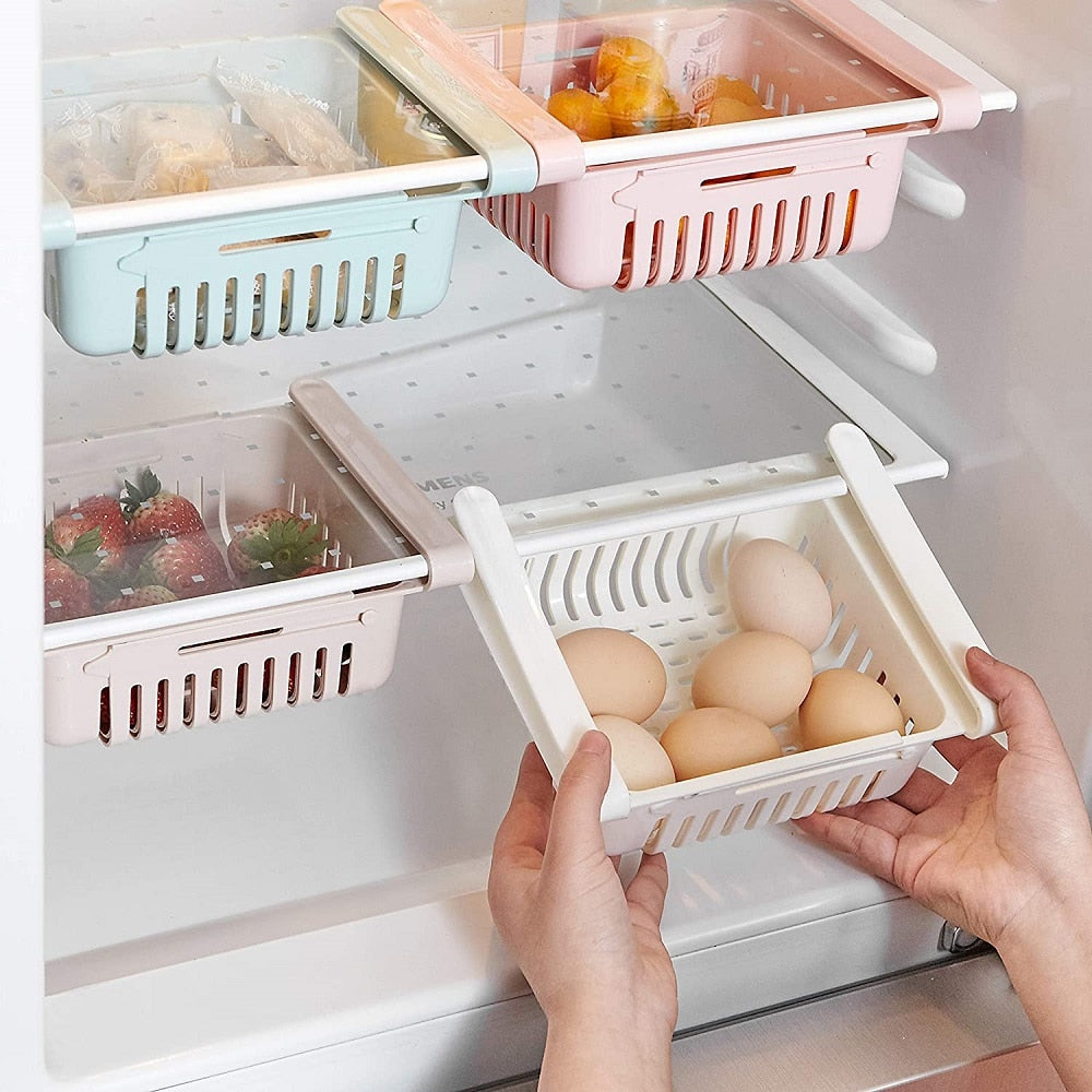 Fridge Organizer Storage Organizer Fridge Food Storage Shelf Adjustable Pull-Out Drawer Basket Storage Rack Kitchen Accessories