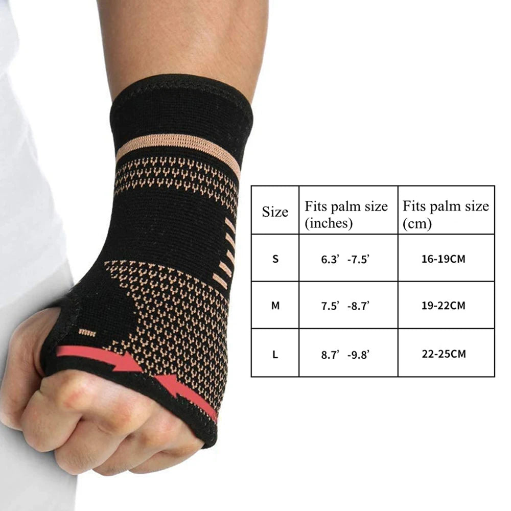 1PCS Copper Compression Gloves Sports Wrist Guard Arthritis Gloves Elastic Palm Brace Sleeve Fitness Wrist Support Wristband