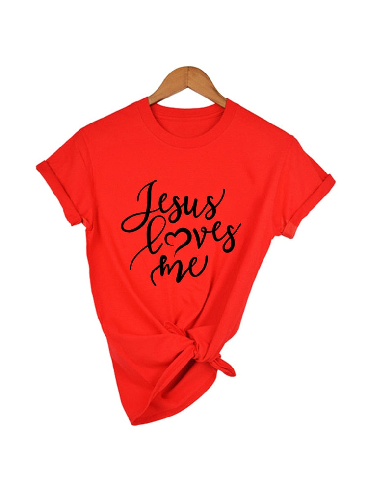 Jesus Loves Me Shirt Women Fashion Christian T-Shirt Religious Shirts Faith Tee 90s Girl Aesthetic Faith Tops Jesus Tee