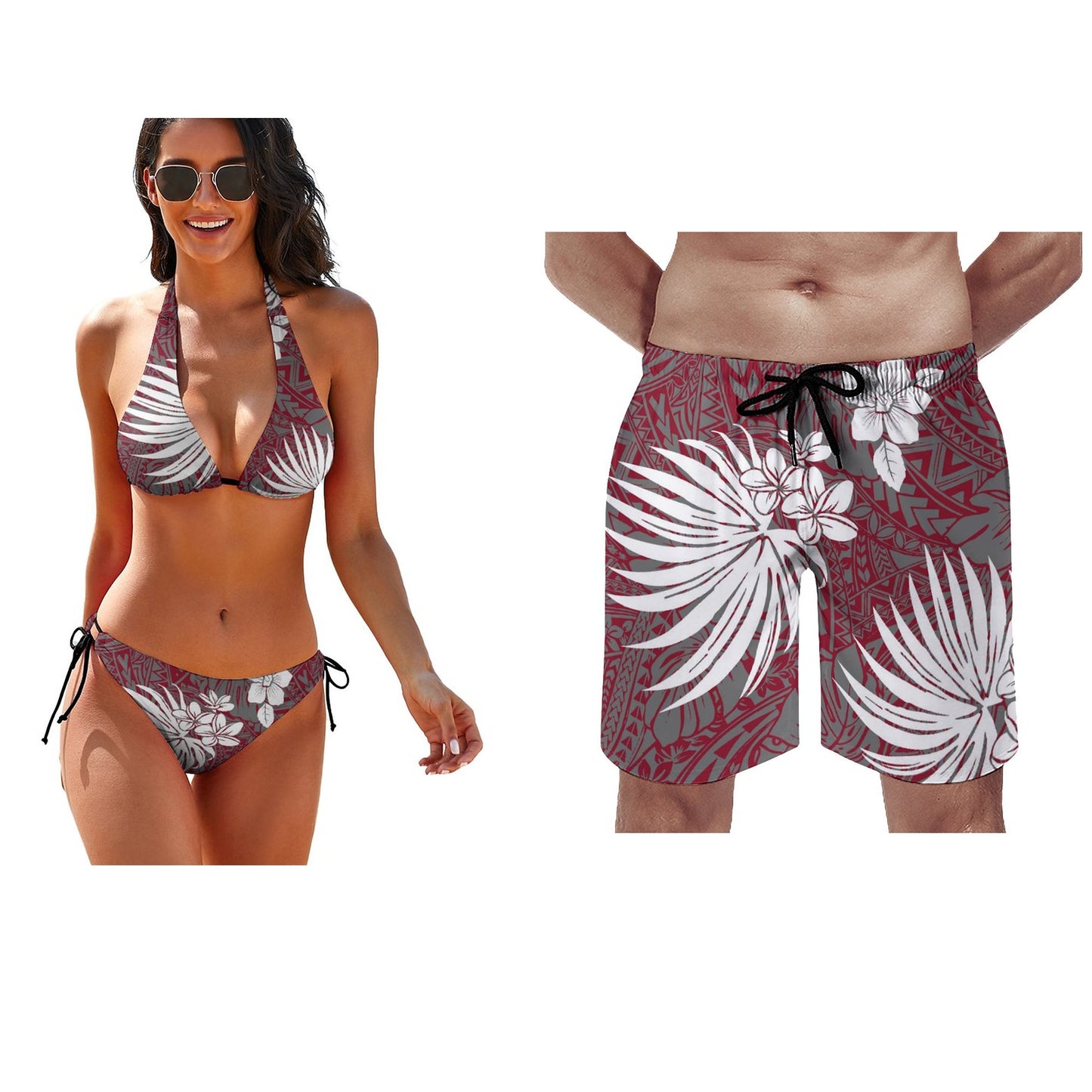 2023 Sexy Bikini Customized Vintage Polynesian Push Up Swimwear Beach Shorts Men&#39;s Beach Pants Couple Swimwear