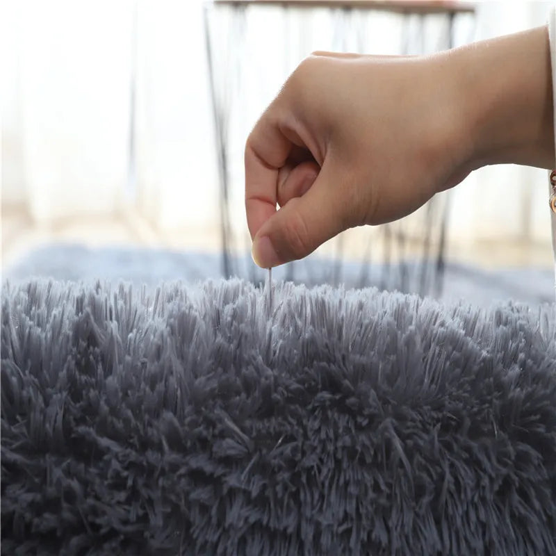 Carpets For Living Room Modern Sofas Grey Fluffy Carpet Non-slip Thicken Floor Mat Children's Bedroom Play Carpet Decoration Rug