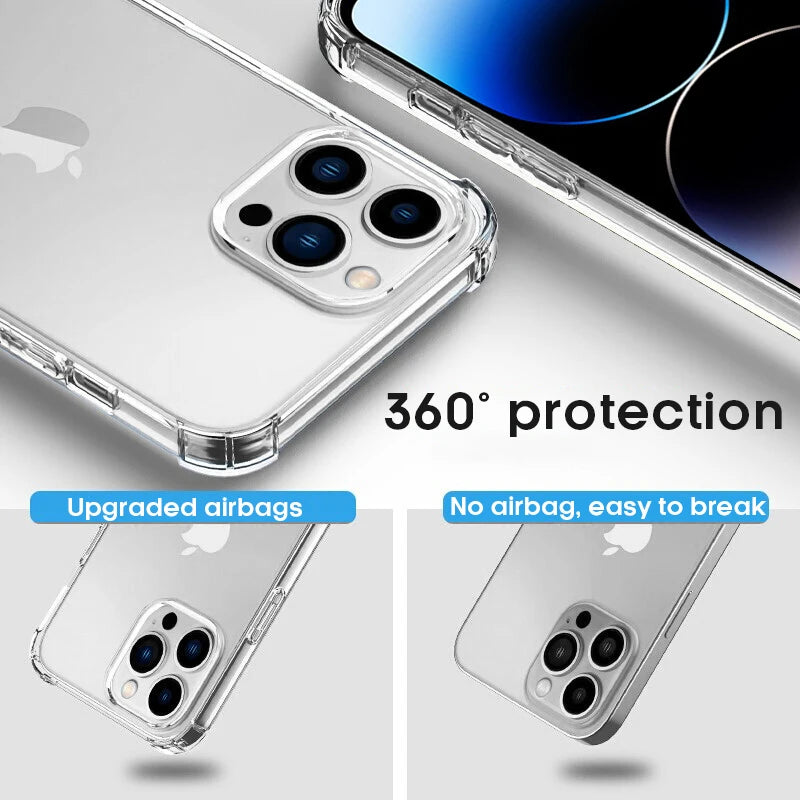 Luxury Clear Shockproof Case For iPhone 15 14 13 12 11 Pro Max Phone Cover on iPhone 13 12 Mini X XR XS 8 14 15 Plus Back Cover