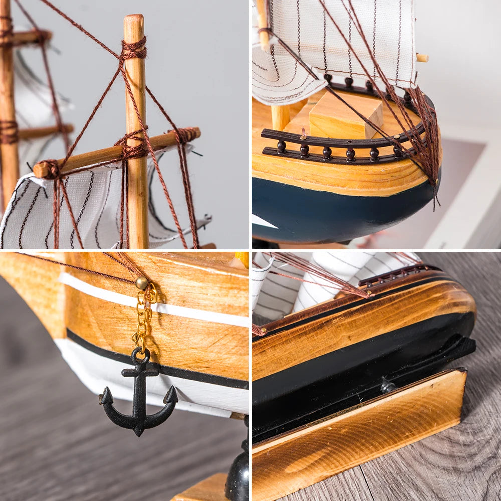 Wooden Sailboat Model home decor Mediterranean Style Home Decoration Accessories Creative Decoration Room Decor Birthday Gift