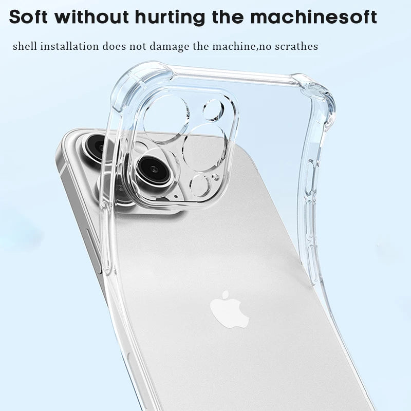 Luxury Clear Shockproof Case For iPhone 15 14 13 12 11 Pro Max Phone Cover on iPhone 13 12 Mini X XR XS 8 14 15 Plus Back Cover