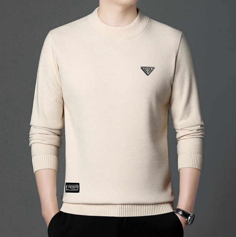 High-End Brand Men's Fashion Embroid O-Neck Pullover Knit Sweater Autumn Winter Retro casual Knitwear Thicken2024 Men Clothing