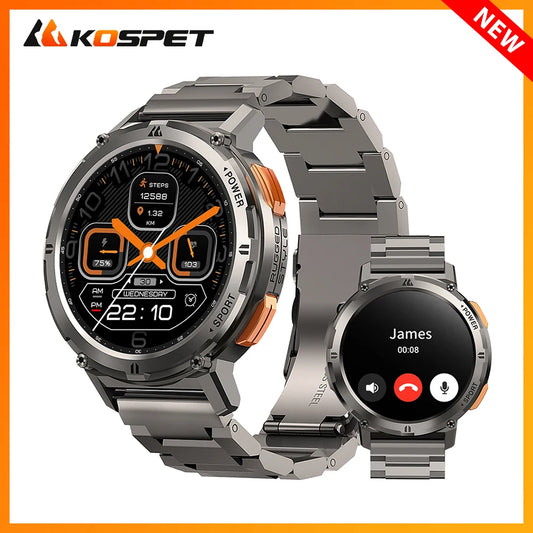 2023 KOSPET TANK T2 Smartwatch Bluetooth Call AMOLED AOD Men's Watch 5ATM Waterproof Sport Fitness Tracker Smart Watches For Men