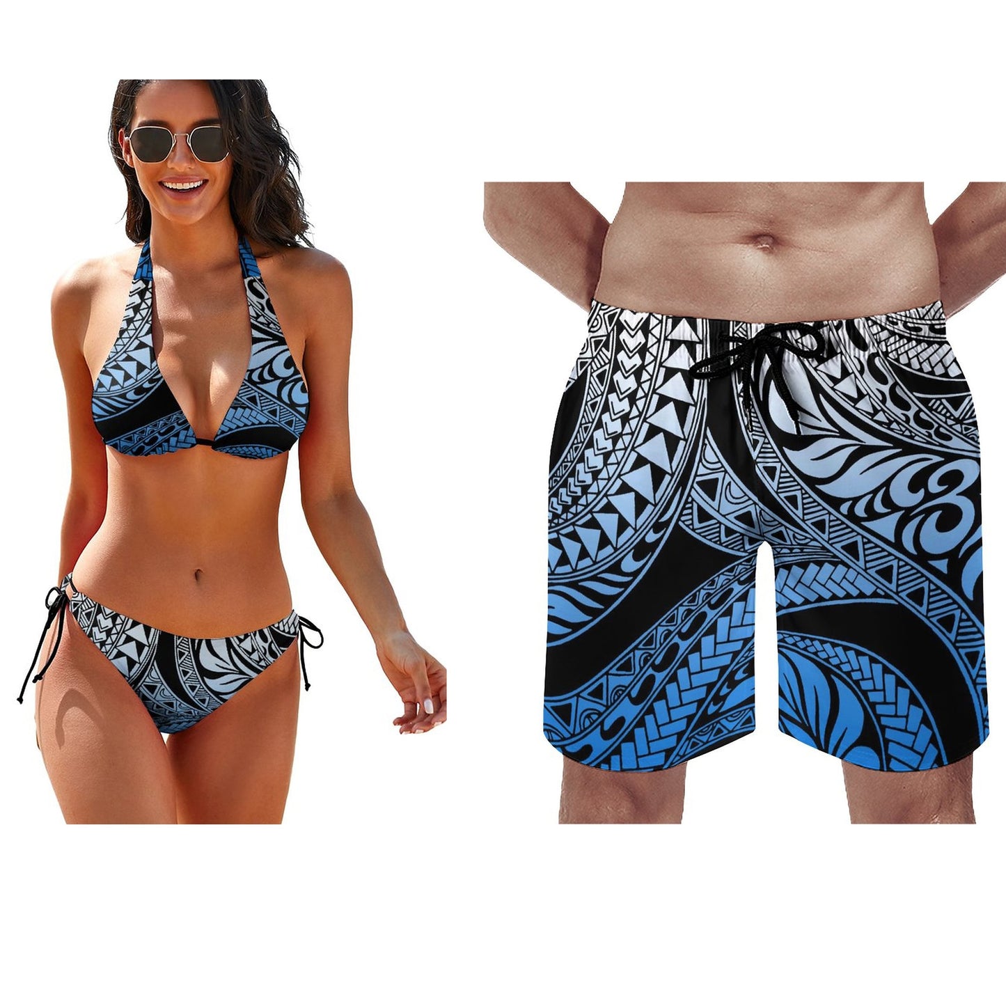 2023 Sexy Bikini Customized Vintage Polynesian Push Up Swimwear Beach Shorts Men&#39;s Beach Pants Couple Swimwear