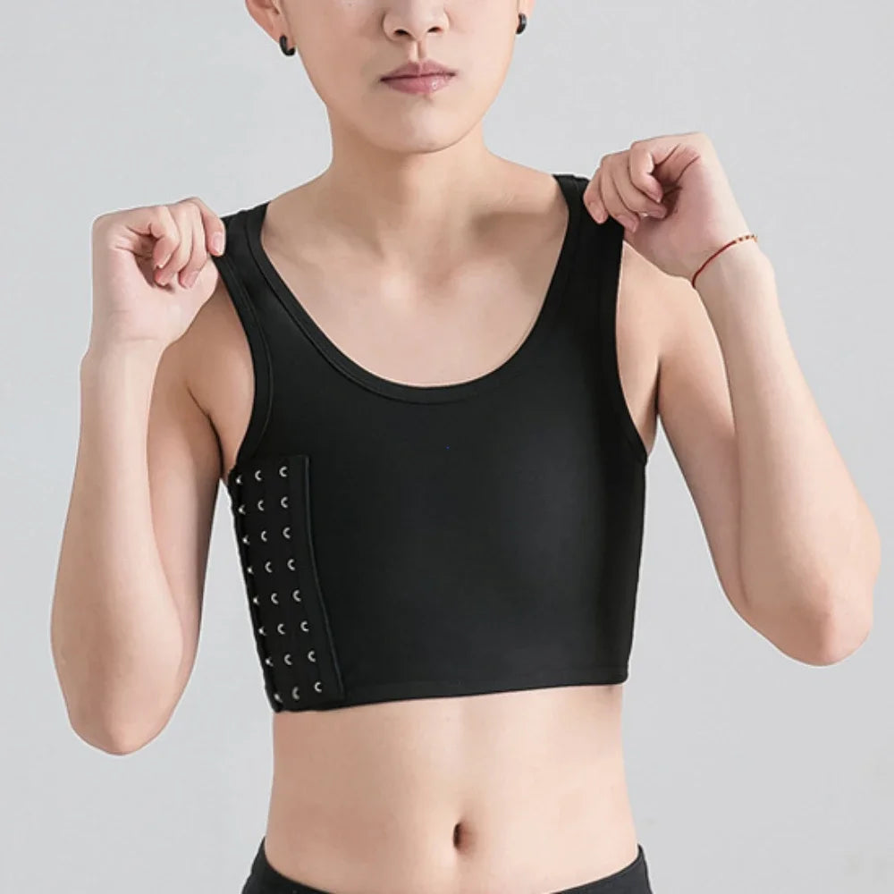 Women Breathable Chest Breast Binder Side Buckle Short Vest Tops Chest Binder Underwear Tank Tops Wireless Chest Wrap Bandage