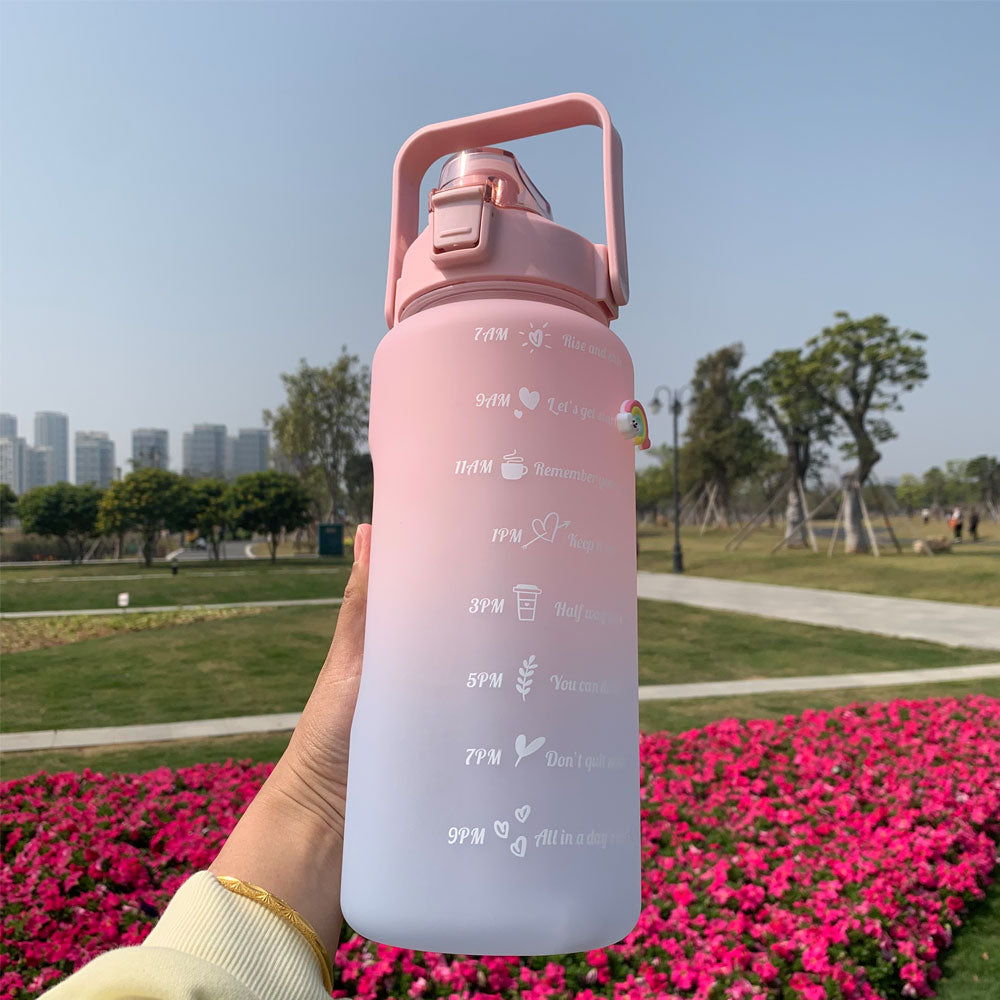 2 Liters Water Bottle Motivational Drinking Bottle Sports Water Bottle With Time Marker Stickers Portable Reusable Plastic Cups