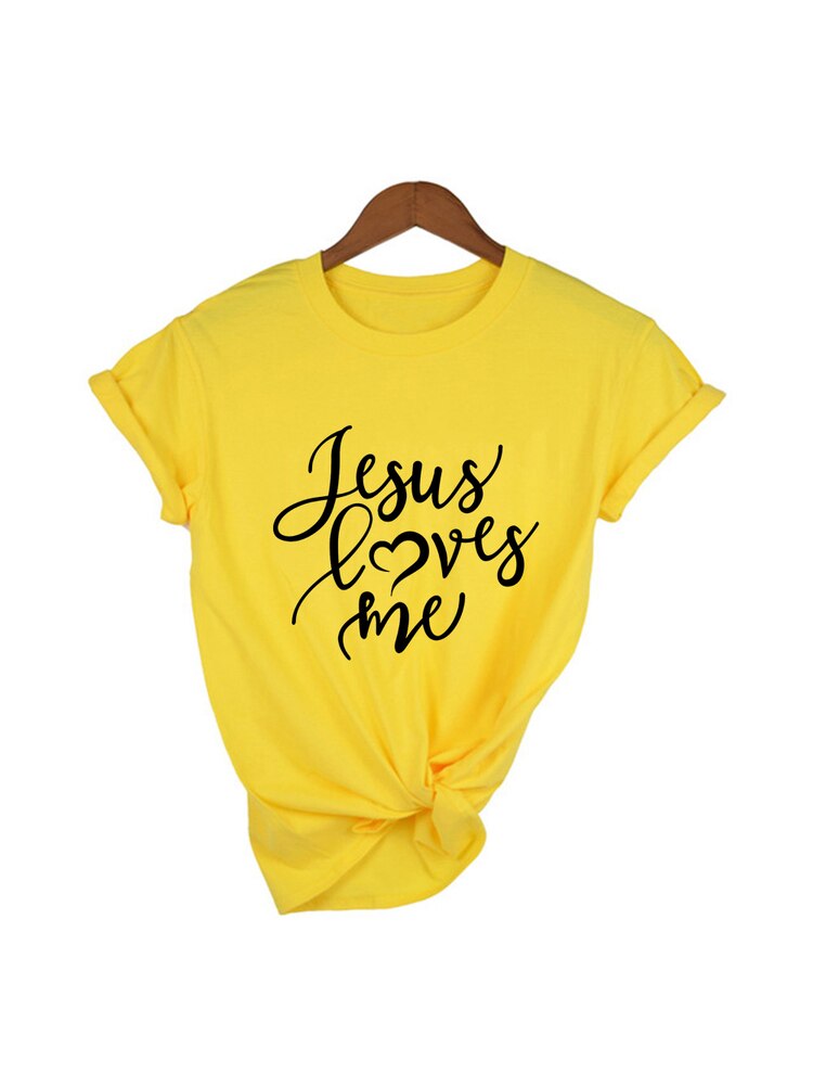 Jesus Loves Me Shirt Women Fashion Christian T-Shirt Religious Shirts Faith Tee 90s Girl Aesthetic Faith Tops Jesus Tee