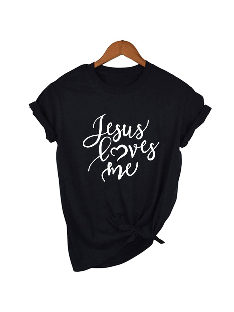 Jesus Loves Me Shirt Women Fashion Christian T-Shirt Religious Shirts Faith Tee 90s Girl Aesthetic Faith Tops Jesus Tee