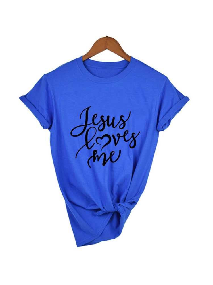 Jesus Loves Me Shirt Women Fashion Christian T-Shirt Religious Shirts Faith Tee 90s Girl Aesthetic Faith Tops Jesus Tee