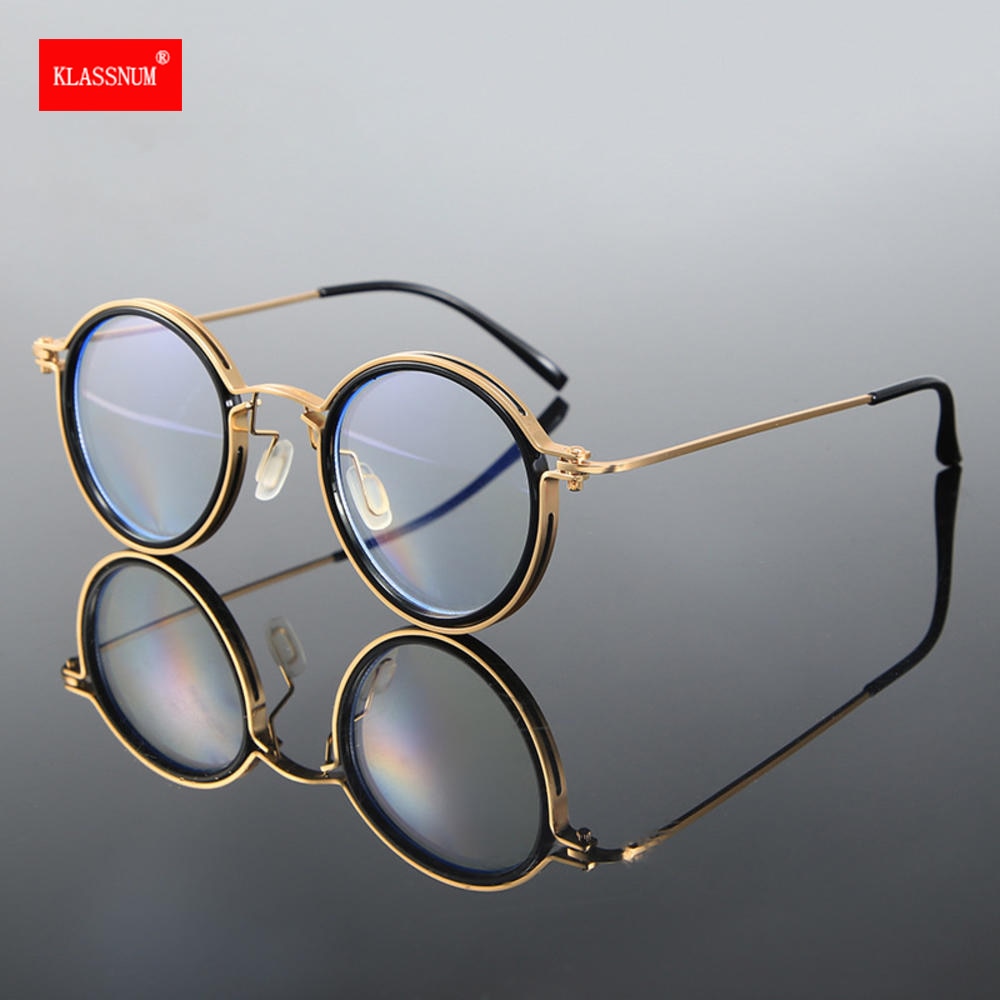 Reading Glasses Men Luxury Round Frame Magnifying Glasses Clear Lens Anti Blue Light Glasses Men Women Metal Reading Glasses New