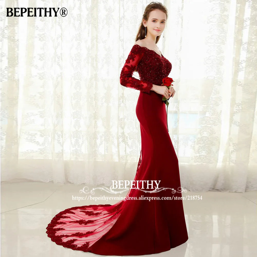 Vestido De Festa Longo Mermaid Evening Dress Lace Top Bodice Slim Line Bridesmaid Dresses Fast Shipping Charming Prom Dress 2023