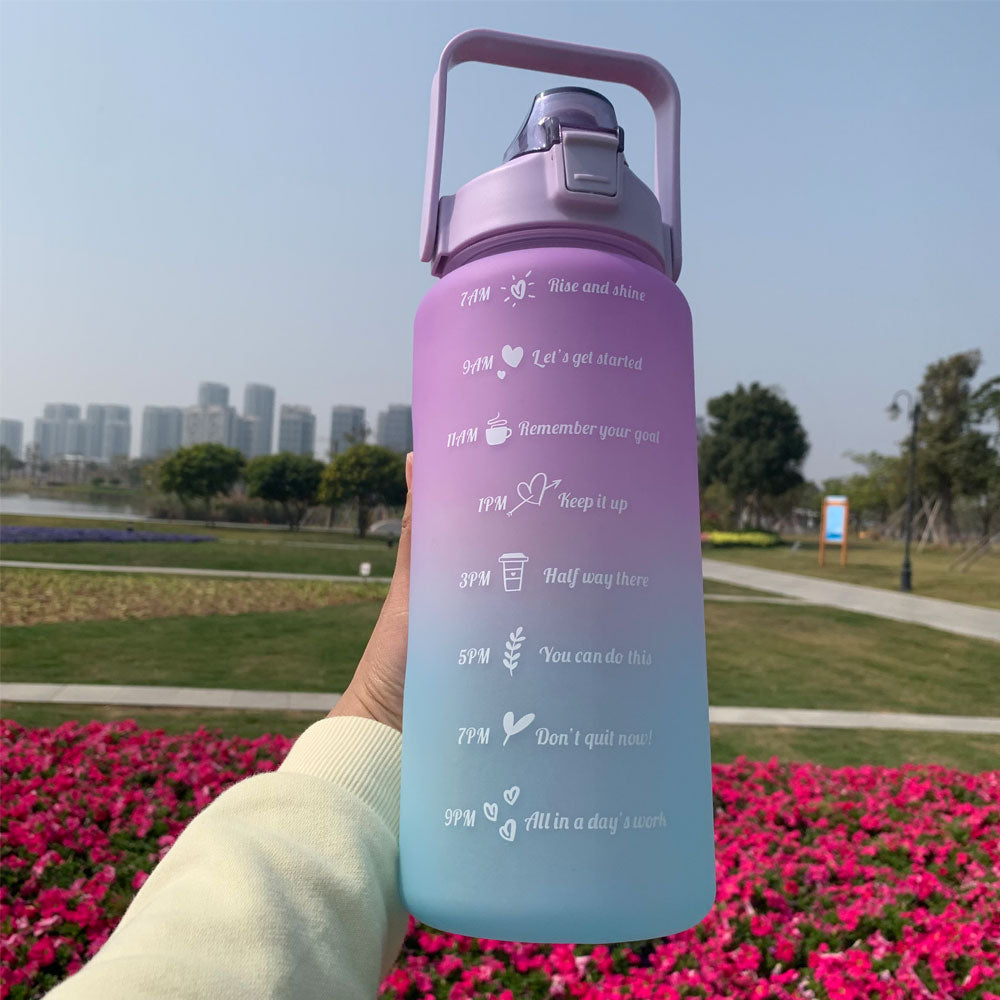 2 Liters Water Bottle Motivational Drinking Bottle Sports Water Bottle With Time Marker Stickers Portable Reusable Plastic Cups