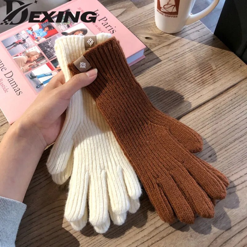 Winter Touchscreen Wool Gloves Cute Plush Warm Riding Gloves Women  Kids Fashion  Knitted  Fluffy Work Winter Gloves