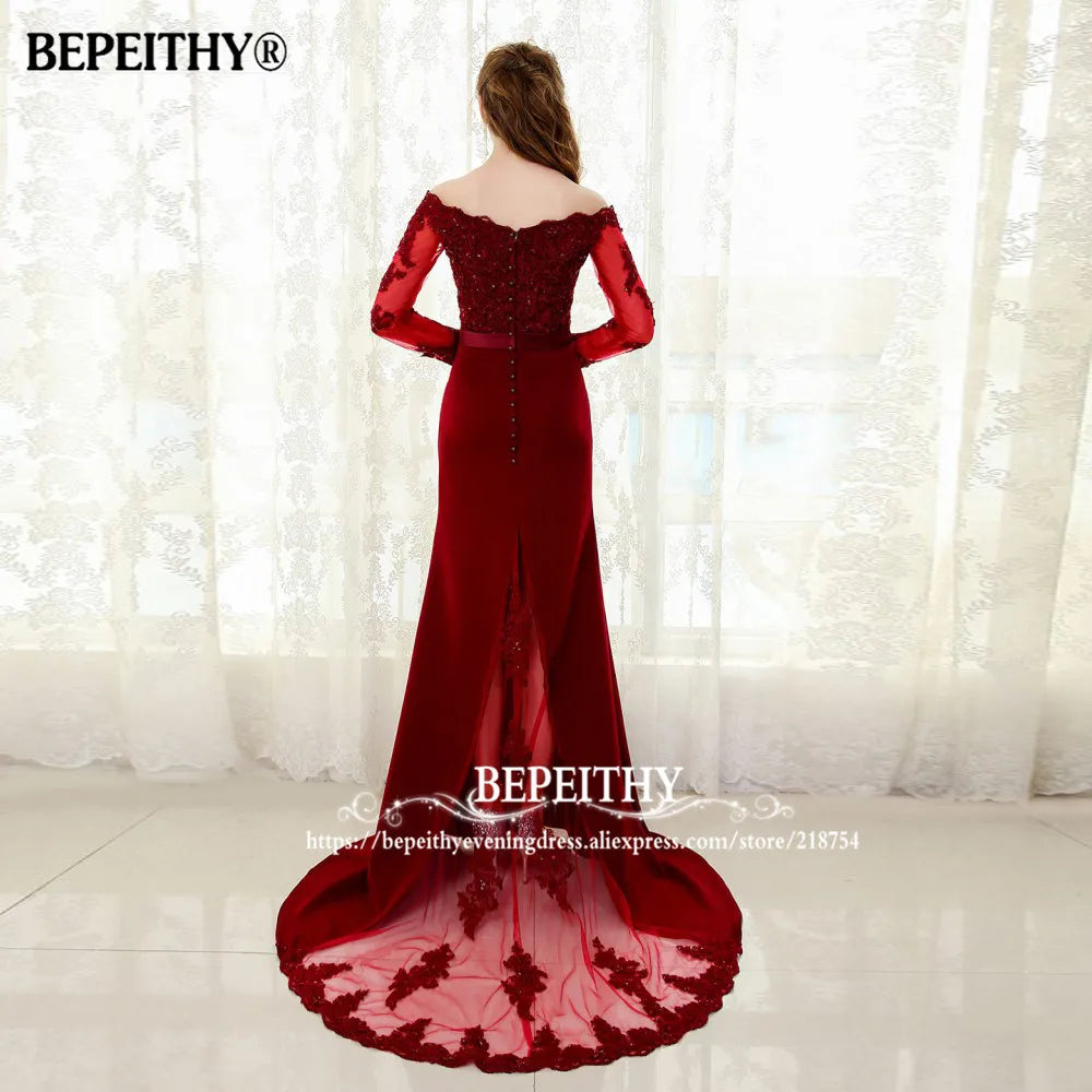 Vestido De Festa Longo Mermaid Evening Dress Lace Top Bodice Slim Line Bridesmaid Dresses Fast Shipping Charming Prom Dress 2023