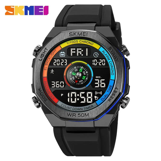 SKMEI 2209 Sports Electronic Watch Men's Outdoor Sports Compass Electronic Watch Multifunctional Waterproof LED Watch