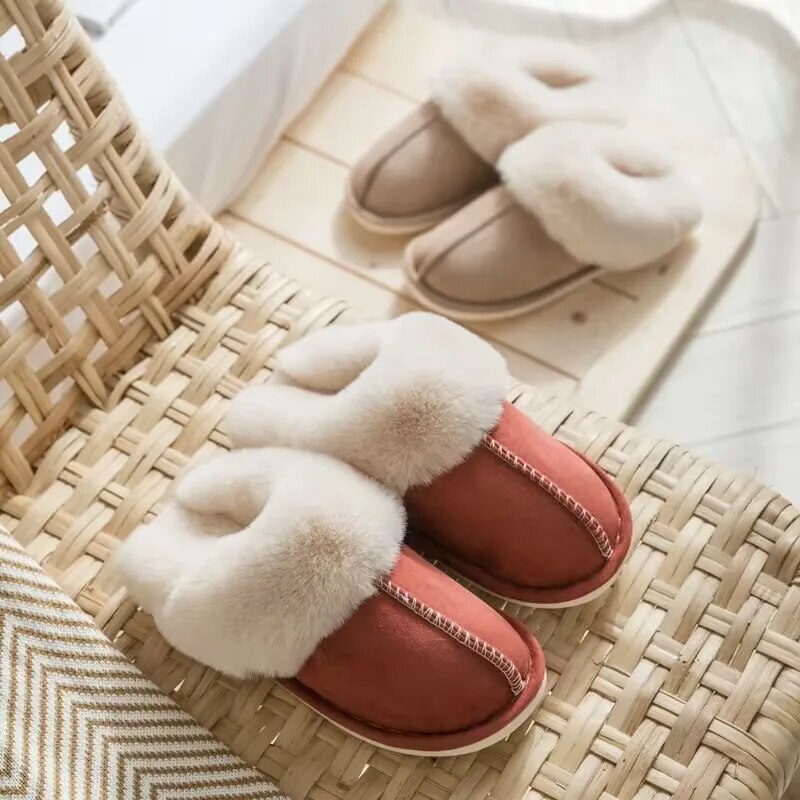 Winter 2023 Warm Soft Women's Fashion And Indoor Plush Slippers Australian U Style High Quality  Cotton Shoes Size 35-45