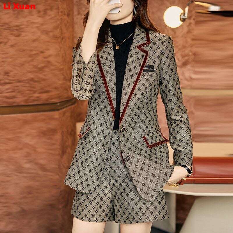 High Quality 2023 Spring Ladies Khaki Korean Fashionable Blazer Sets Women Suits Work Wear Office Autumn Casual Pants Jacket