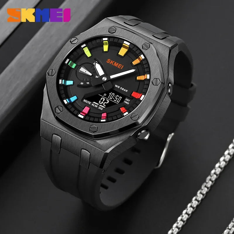 SKMEI Men's Watch 2243 Student Electronic Watch Multi functional Sports Waterproof Night Glow Electronic Watch