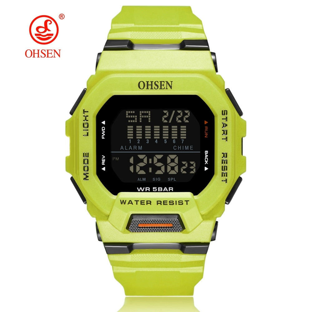 Fashion OHSEN Hombre Male Digital Watches 5ATM Dive Man Mens Sport White Wristwatches Hand clocks Man Watch Reloj Masculino