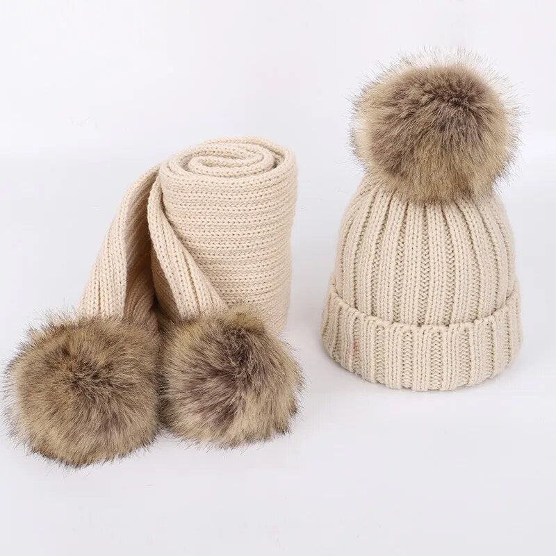 2 3 4 5 6 7 8 9 10 Years Old Boys Girls Winter Warm Hat Knitted Beanie Caps for Kids Toddler Fur Pompom Snow Bonnet Freeshipping