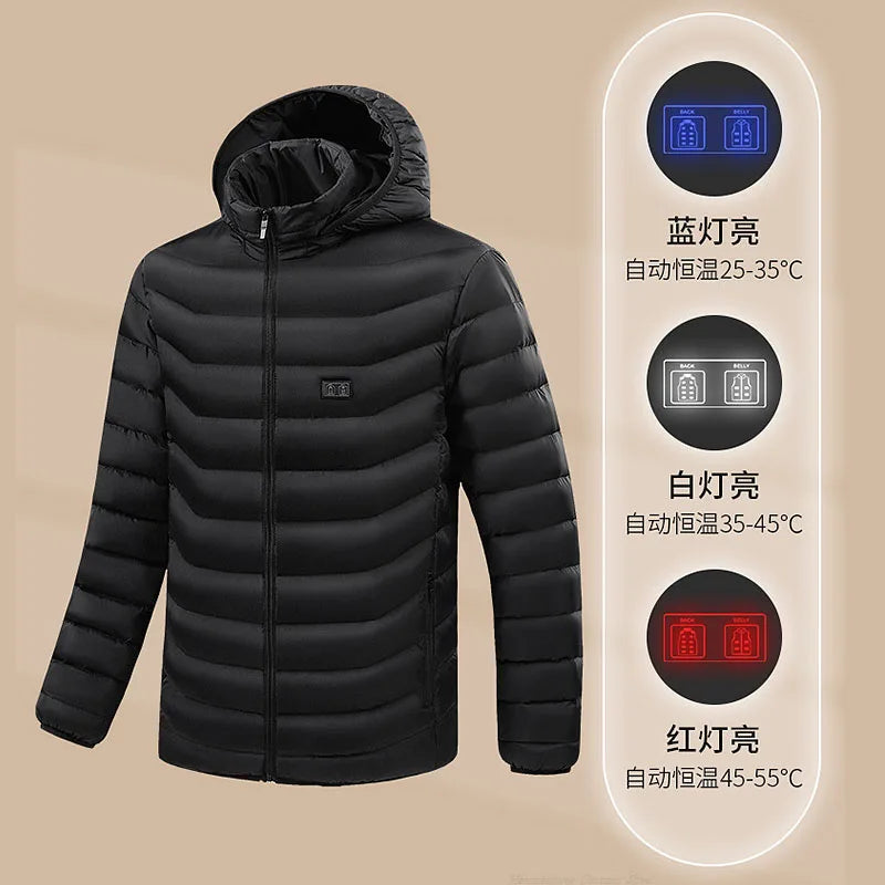 9/19 Areas Heated Jacket Women's Warm Vest USB Men's Heating Jacket Heated Vests Coat Hunting Hiking Camping Autumn Winter Male