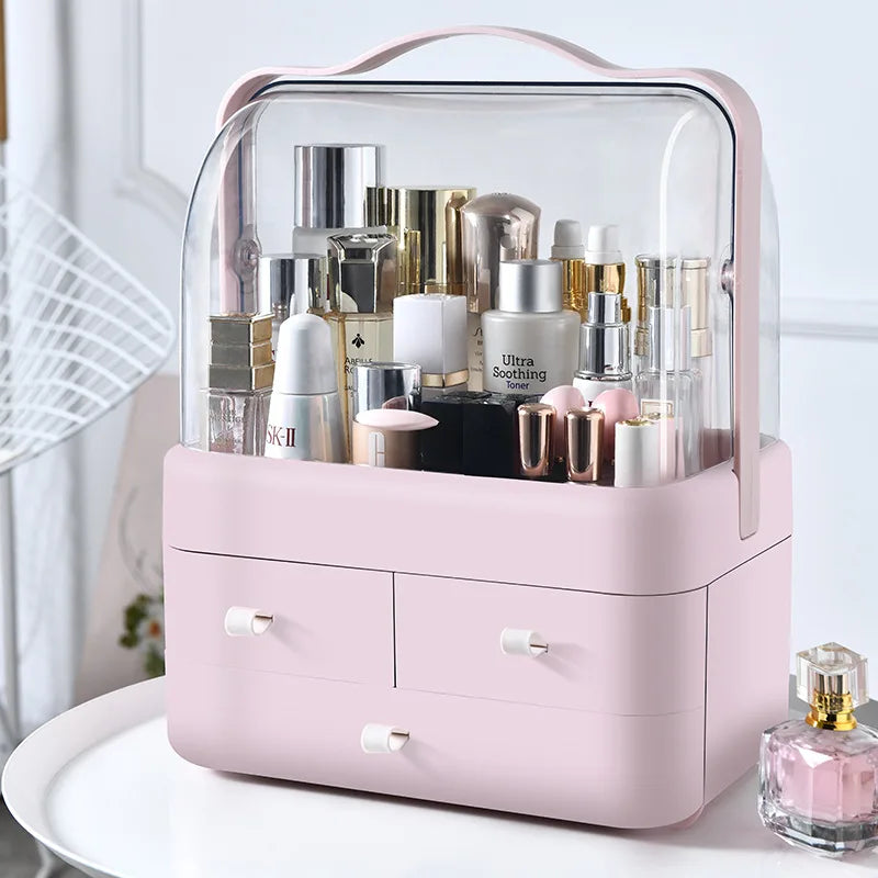 Cosmetics storage box dustproof transparent drawer desktop organizing box large capacity jewelry and skincare storage box