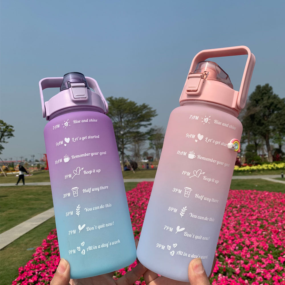 2 Liters Water Bottle Motivational Drinking Bottle Sports Water Bottle With Time Marker Stickers Portable Reusable Plastic Cups