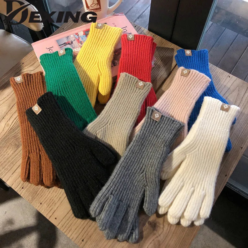 Winter Touchscreen Wool Gloves Cute Plush Warm Riding Gloves Women  Kids Fashion  Knitted  Fluffy Work Winter Gloves