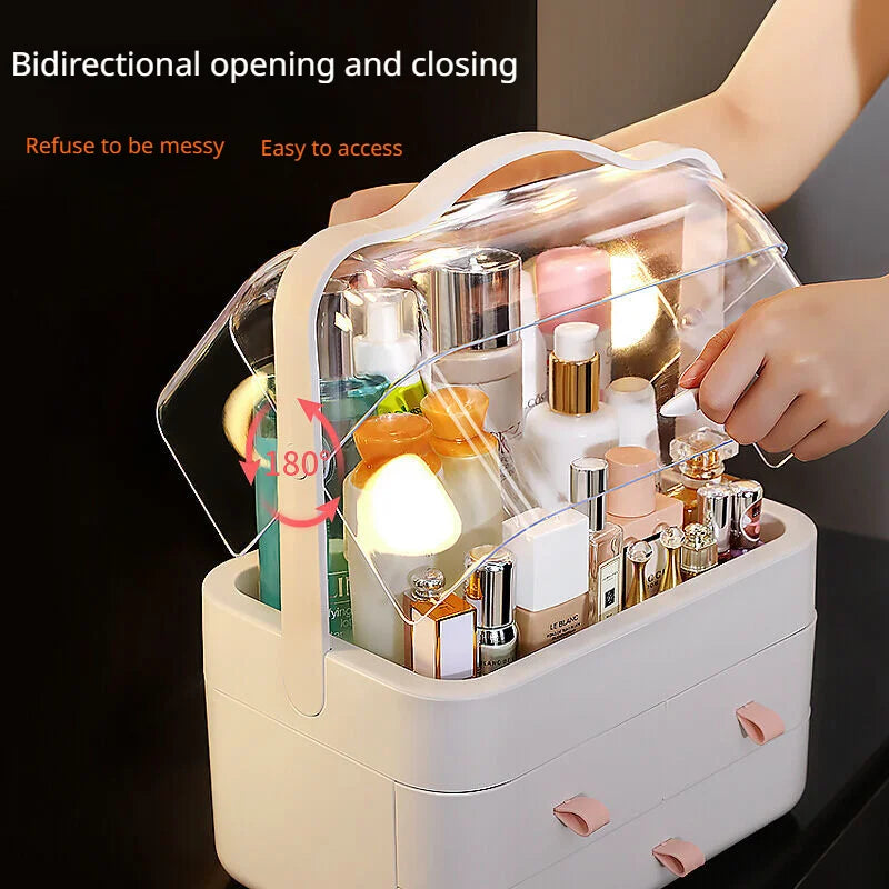 Cosmetics storage box dustproof transparent drawer desktop organizing box large capacity jewelry and skincare storage box