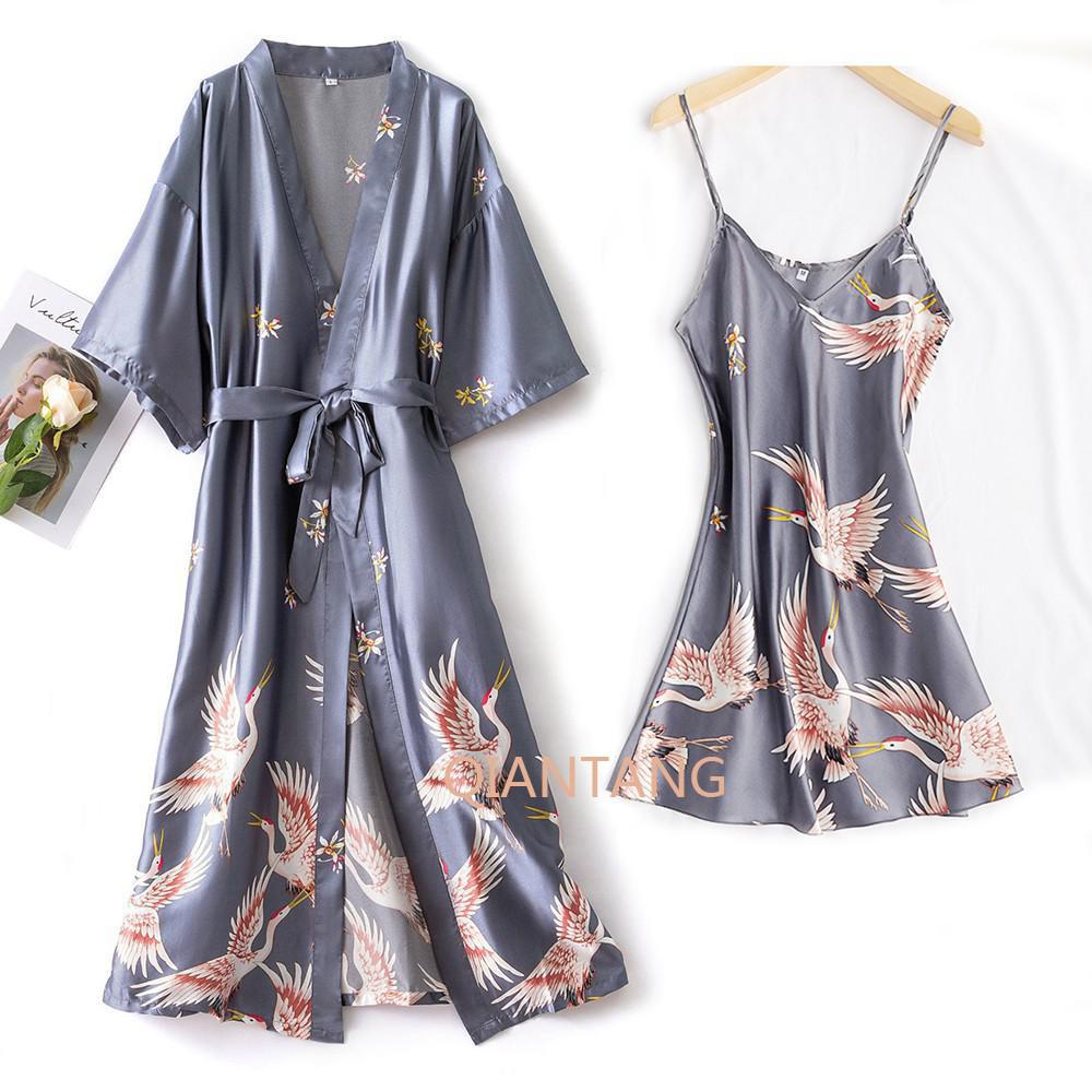 Fashion Women&#39;s Summer Mini Kimono Robe Lady Rayon Bath Gown Yukata Nightgown Sleepwear Sleepshirts Pijama Mujer Size M-XXL