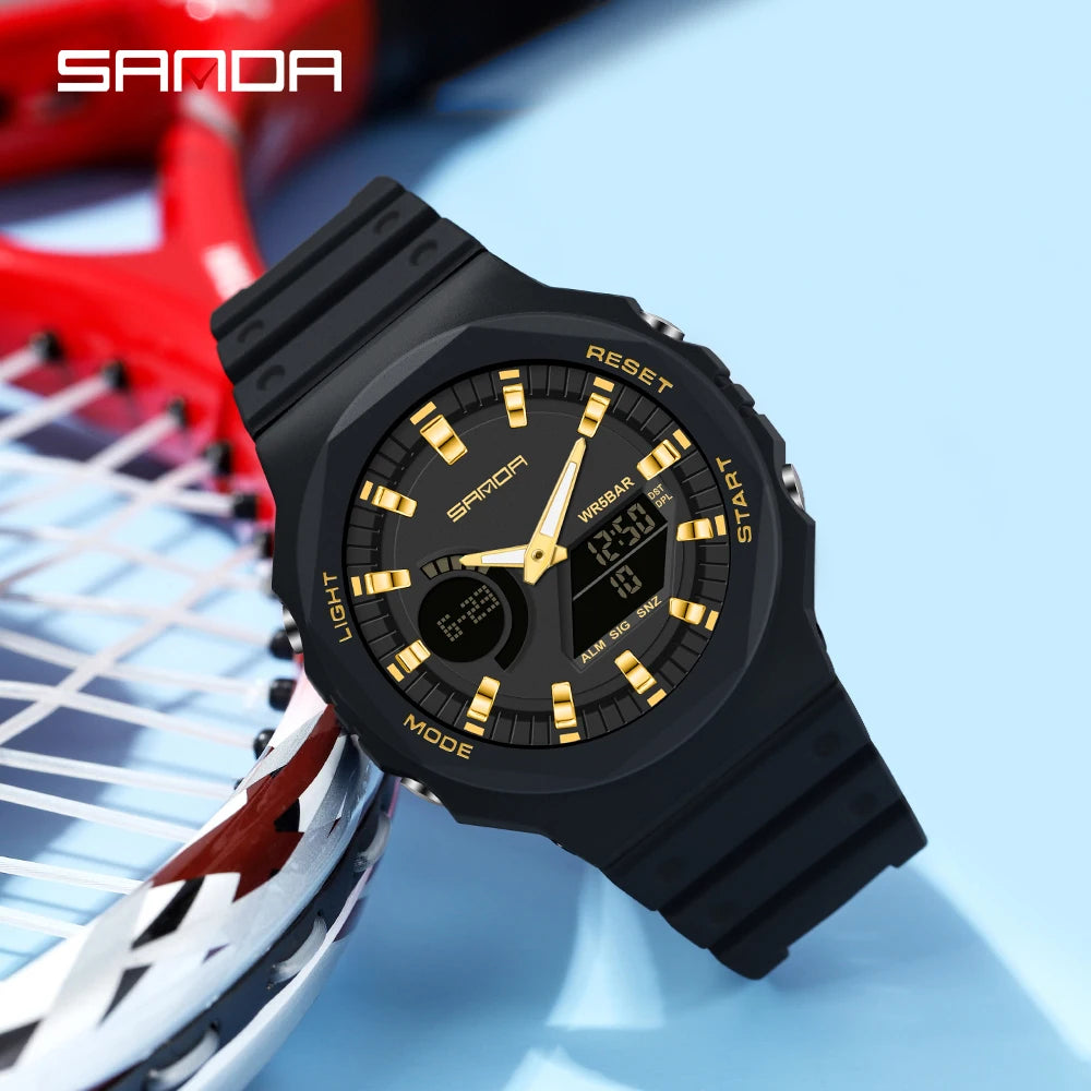 Sanda New Casual Men's Watches 50m Waterproof Sport Quartz Watch For Male Wristwatch Digital G Style Shock Relogio Masculino