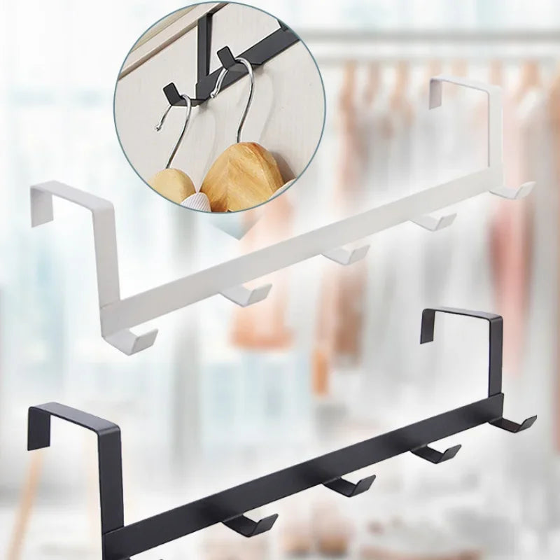 Coat Hook Rack Over The Door 5 Hooks Home Organizer Metal Hanging Rack Cloth Coat Hat Hanger Bathroom Kitchen Accessories