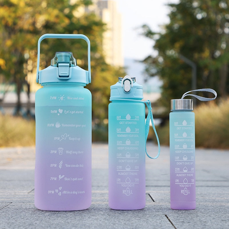 2 Liters Water Bottle Motivational Drinking Bottle Sports Water Bottle With Time Marker Stickers Portable Reusable Plastic Cups