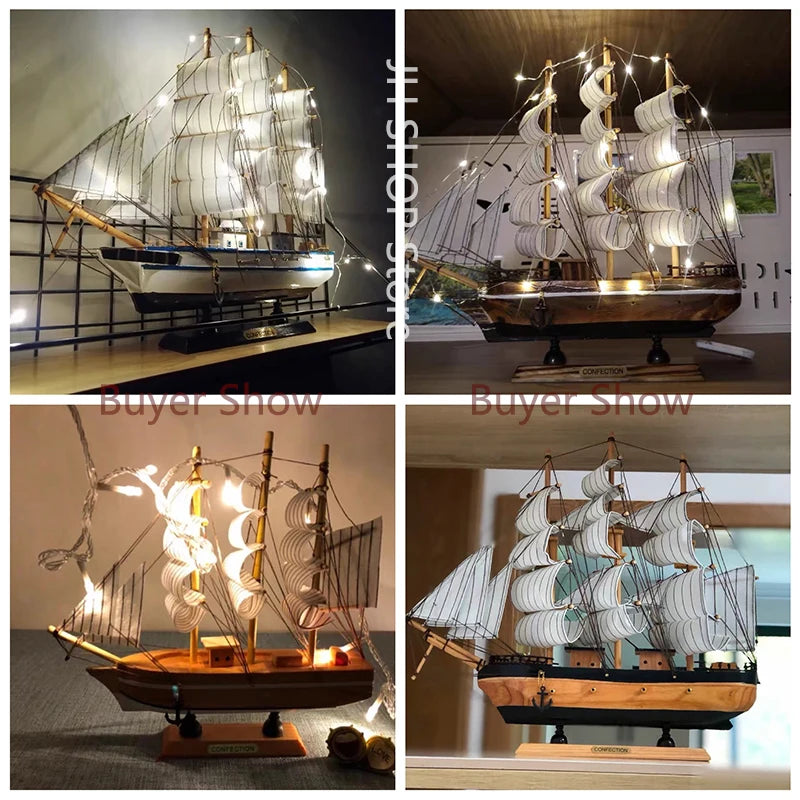 Wooden Sailboat Model home decor Mediterranean Style Home Decoration Accessories Creative Decoration Room Decor Birthday Gift