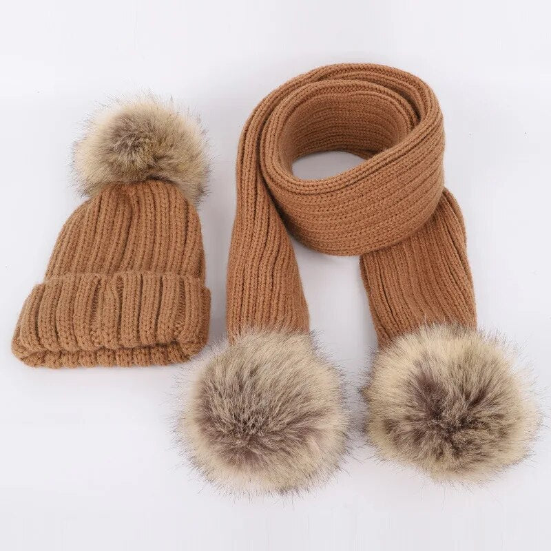 2 3 4 5 6 7 8 9 10 Years Old Boys Girls Winter Warm Hat Knitted Beanie Caps for Kids Toddler Fur Pompom Snow Bonnet Freeshipping