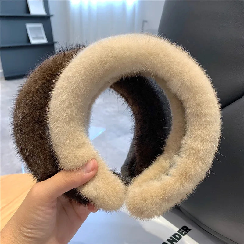 2024 Hot Sale New Women's Luxury Winter 100% Mink Fur Headband High Quality Real Fur Hair Band Lady Fashion Hair Hoop