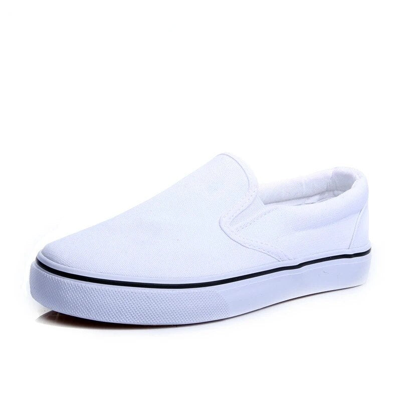 White Couple Canvas Shoes Students Cloth Shoes Womens Flats White Sneakers Men Black Loafers DIY Skate Shoes Vulcanized Shoes