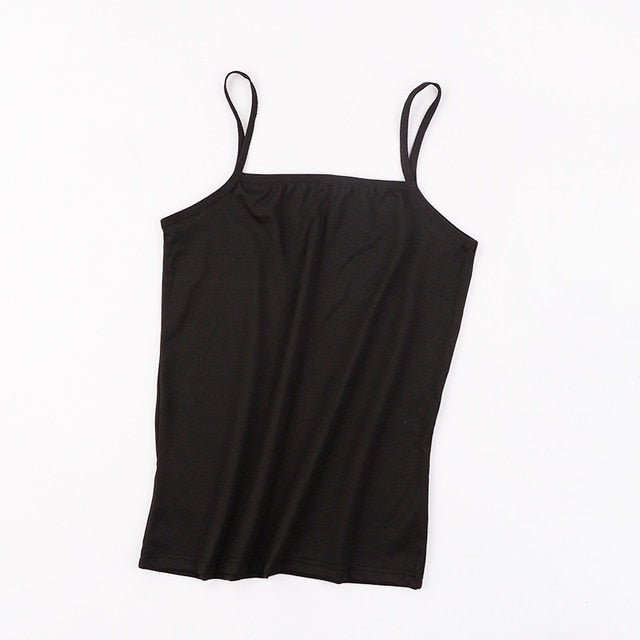 Summer Bra Ice Silk Crop Tops Sports Spaghetti Strap Vest Top Women Sexy Built In Bra Off Shoulder Sleeveless Camisole Underwear