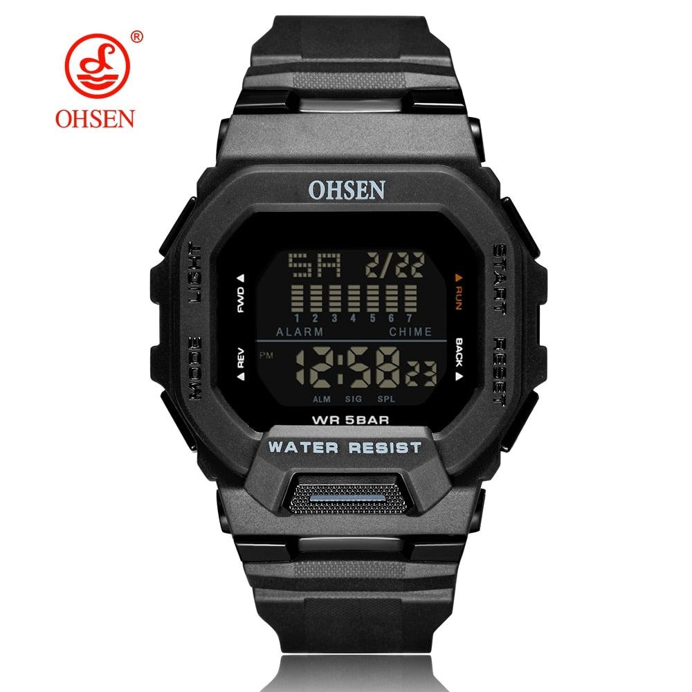 Fashion OHSEN Hombre Male Digital Watches 5ATM Dive Man Mens Sport White Wristwatches Hand clocks Man Watch Reloj Masculino