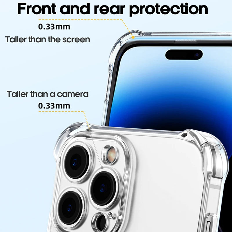 Luxury Clear Shockproof Case For iPhone 15 14 13 12 11 Pro Max Phone Cover on iPhone 13 12 Mini X XR XS 8 14 15 Plus Back Cover