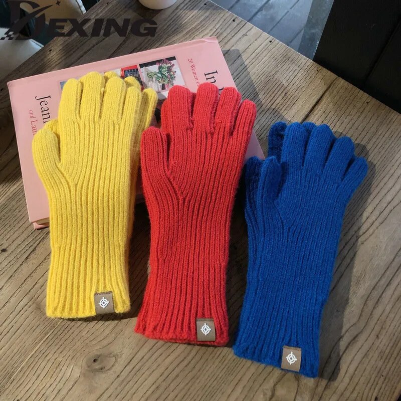 Winter Touchscreen Wool Gloves Cute Plush Warm Riding Gloves Women  Kids Fashion  Knitted  Fluffy Work Winter Gloves