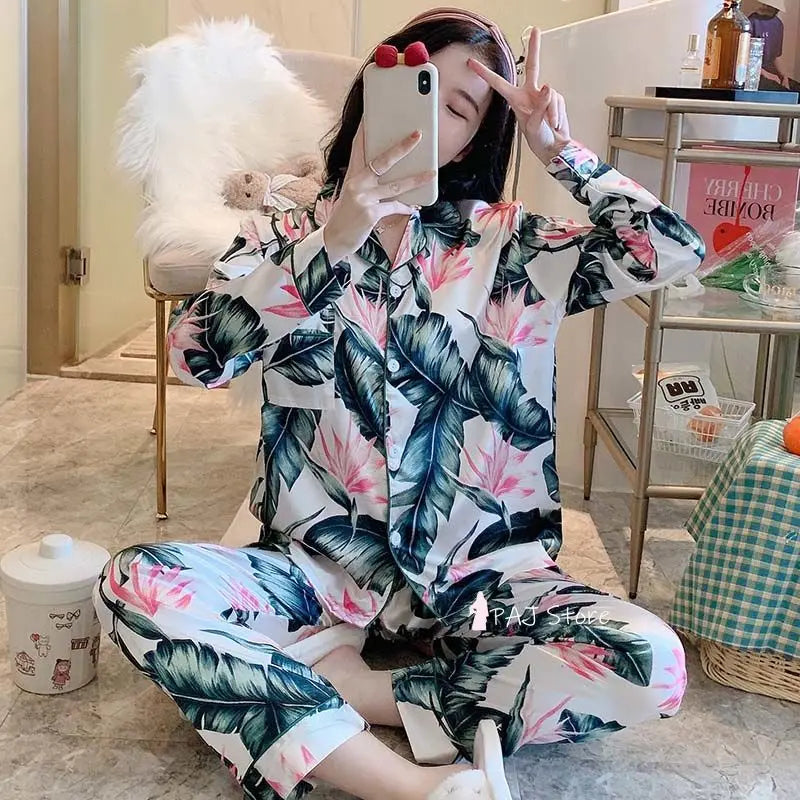 3XL-8XL Long Pajamas Summer Sleepwear Large Bust Adults Satin Women's Suit Nightgown Silk Nightie Freedom Wear Home Clothes