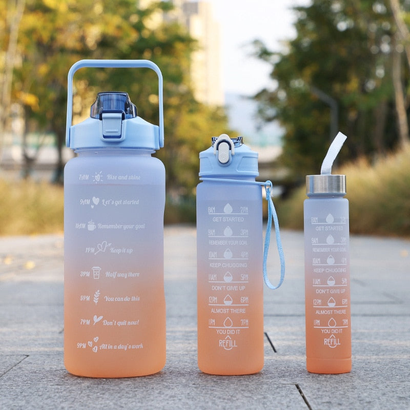 2 Liters Water Bottle Motivational Drinking Bottle Sports Water Bottle With Time Marker Stickers Portable Reusable Plastic Cups