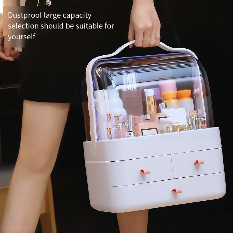 Cosmetics storage box dustproof transparent drawer desktop organizing box large capacity jewelry and skincare storage box