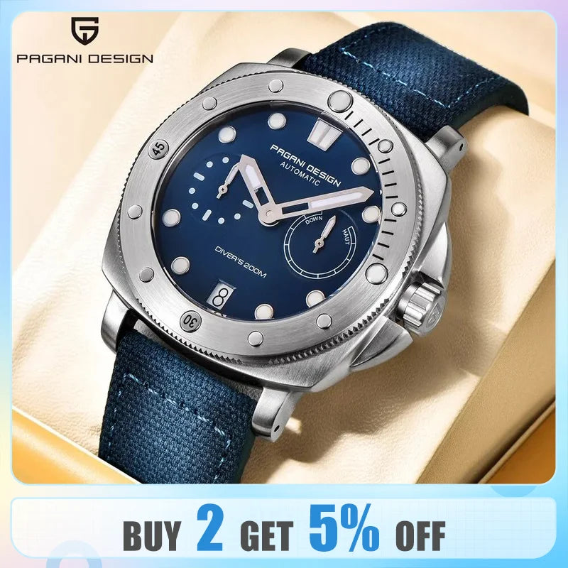 PAGANI Design New Men Automatic Mechanical Watches Diver Watch For Top Brand Luxury 200M Waterproof AR Sapphire Watch for Men