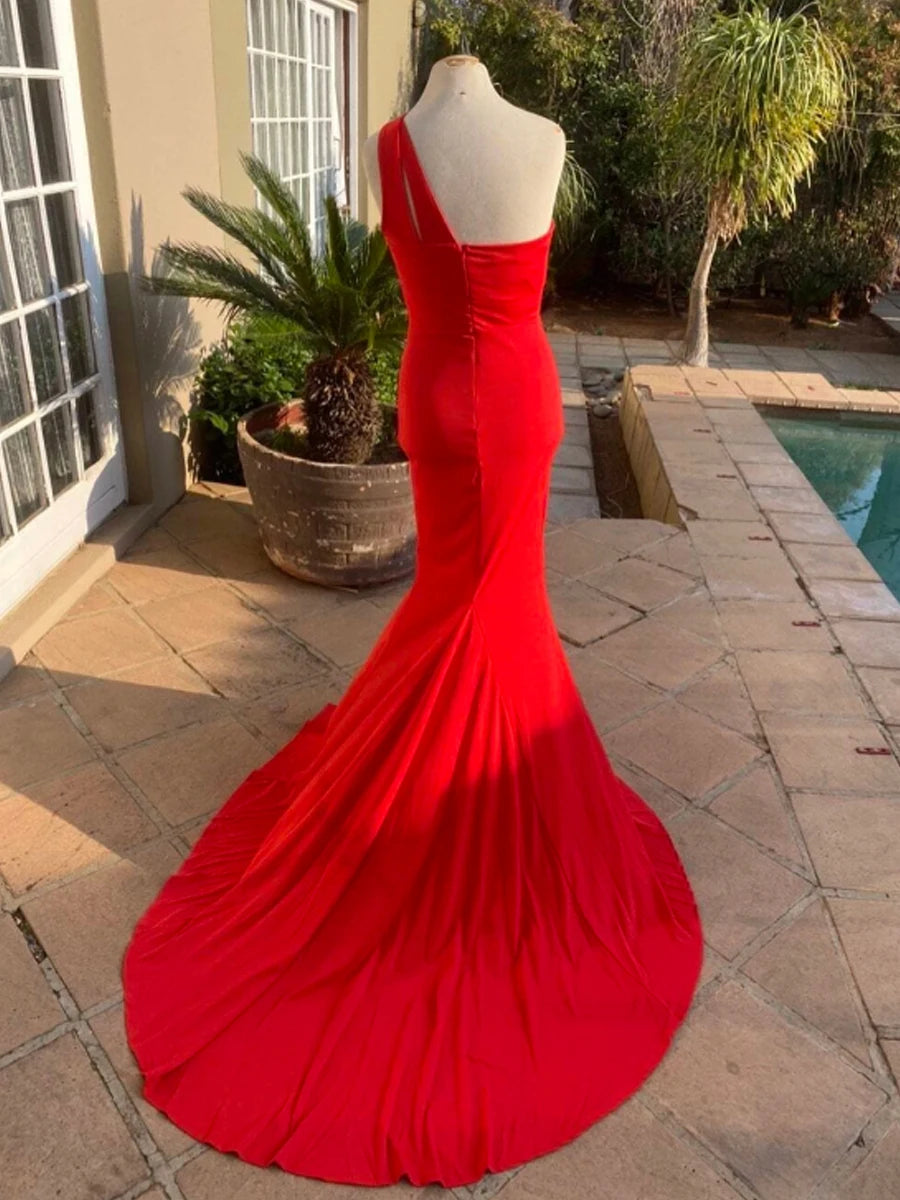 Missord Black Mermaid Evening Dress Women Elegant One Shoulder Sleeveless Hollow Out Bodycon Maxi Party Prom Dresses Formal Gown