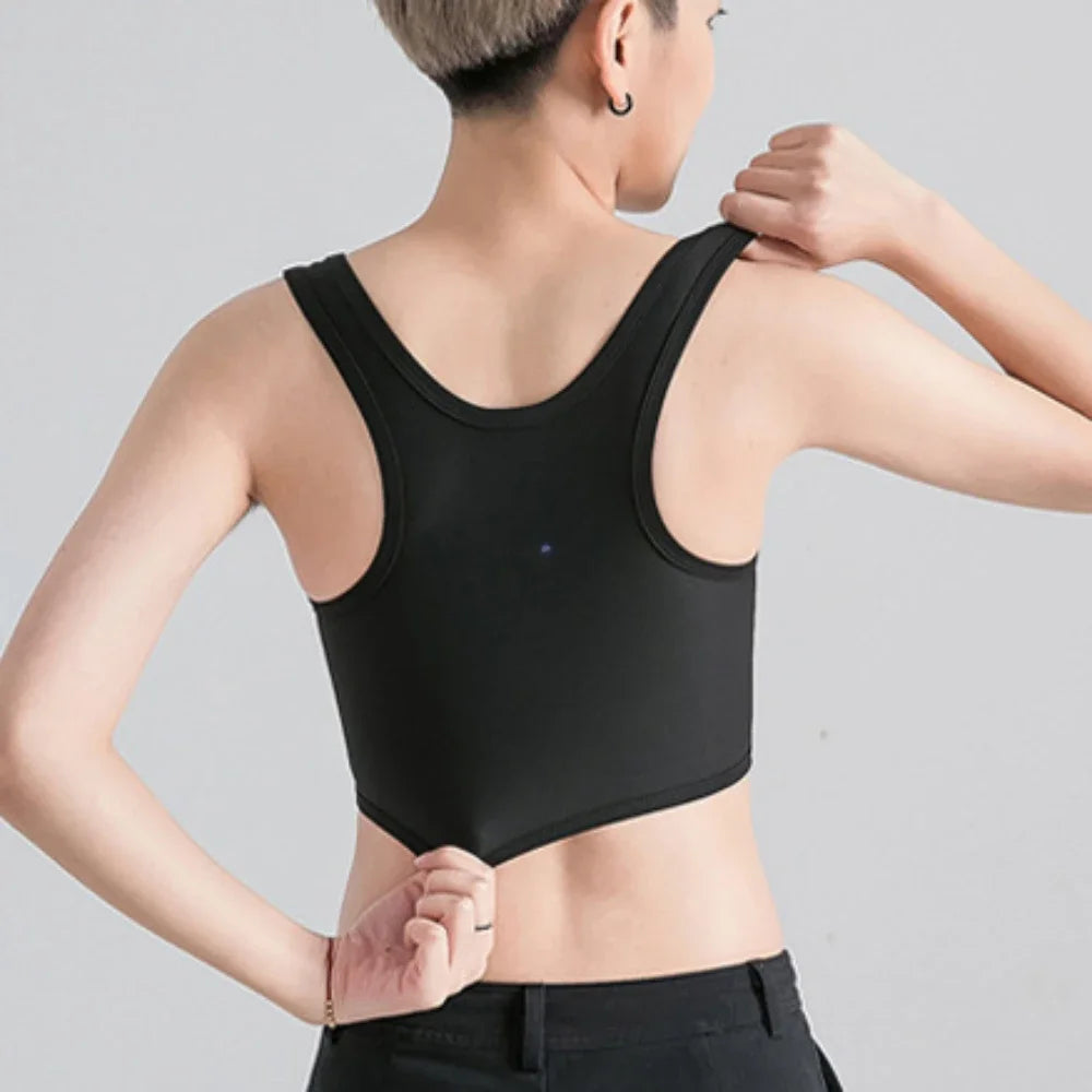 Women Breathable Chest Breast Binder Side Buckle Short Vest Tops Chest Binder Underwear Tank Tops Wireless Chest Wrap Bandage